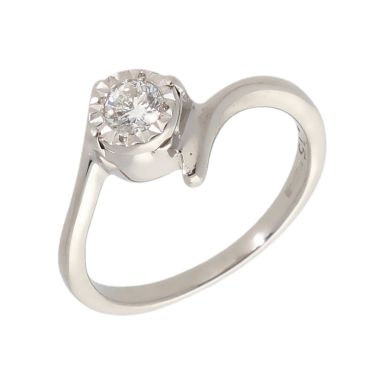 Pre-Owned 9ct Gold Illusion Set Diamond Solitaire Twist Ring