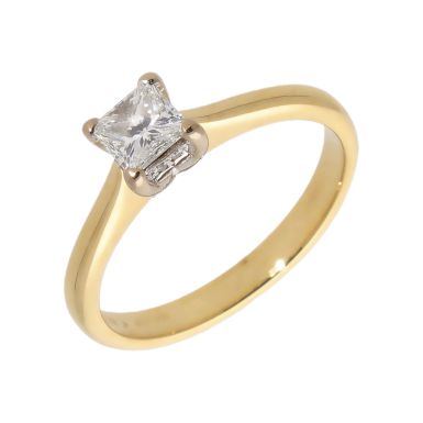 Pre-Owned 18ct Gold 0.50ct Princess Cut Diamond Solitaire Ring