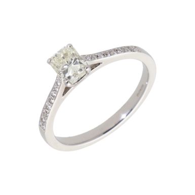 Pre-Owned 18ct Gold 0.86ct Emerald Cut Diamond Solitaire Ring