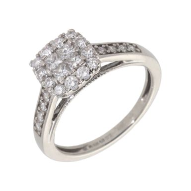 Pre-Owned 9ct White Gold 0.50 Carat Diamond Cluster Ring
