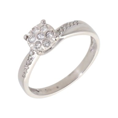 Pre-Owned 9ct White Gold Illusion Set Diamond Cluster Ring