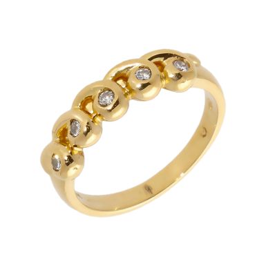 Pre-Owned 18ct Yellow Gold 0.15 Carat Diamond Wave Band Ring
