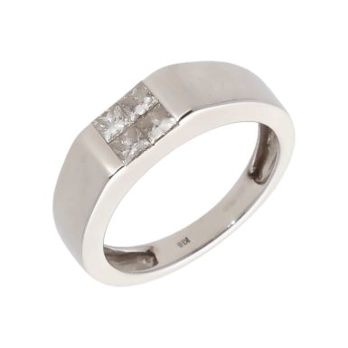 Pre-Owned 18ct White Gold Princess Cut Diamond Signet Style Ring