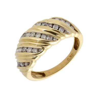 Pre-Owned 9ct Gold 0.50ct Diamond Multi Row Domed Dress Ring