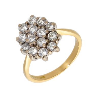 Pre-Owned 18ct Yellow Gold 1.00 Carat Diamond Cluster Ring