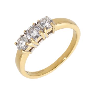 Pre-Owned 18ct Yellow Gold 0.75 Carat Diamond Trilogy Ring