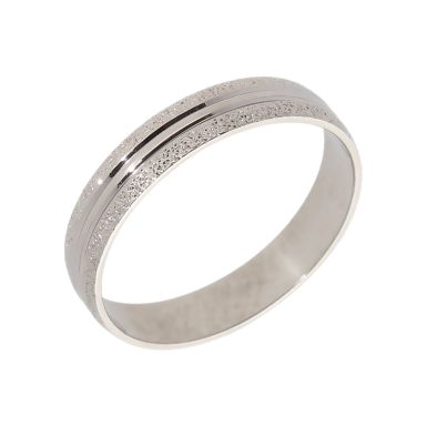 Pre-Owned 9ct White Gold 4mm Patterned Edge Wedding Band Ring