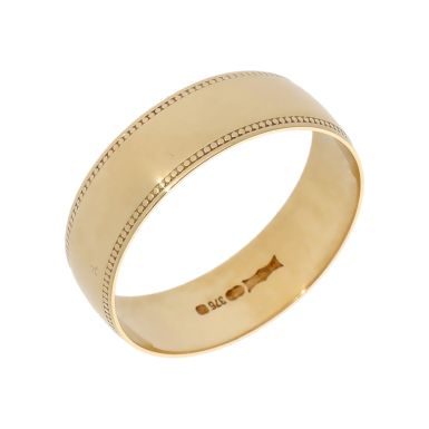 Pre-Owned 9ct Yellow Gold Beaded Edge 6mm Wedding Band Ring