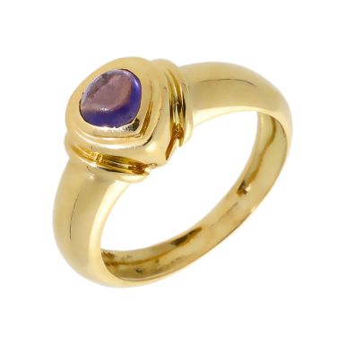 Pre-Owned 14ct Yellow Gold Pear Amethyst Solitaire Dress Ring