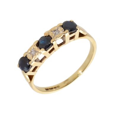 Pre-Owned 9ct Gold Sapphire & Diamond 5 Stone Eternity Ring