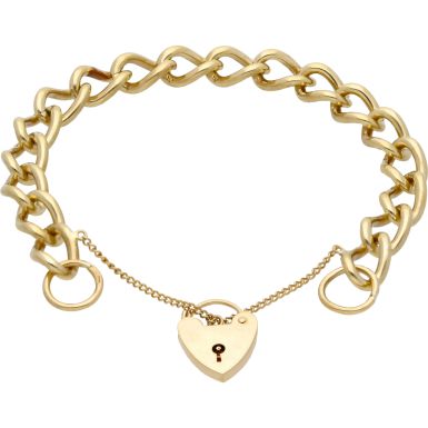 Pre-Owned 9ct Yellow Gold Curb Link Charm Style Starter Bracelet