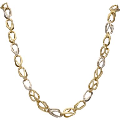 Pre-Owned 9ct Yellow & White Gold 32 Inch Twist Link Necklace