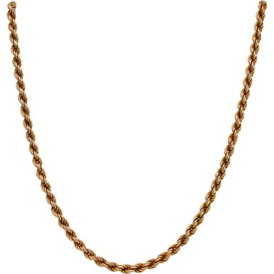 Pre-Owned 9ct Yellow Gold 20 Inch Hollow Rope Chain Necklace