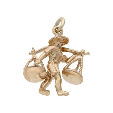 Pre-Owned 9ct Yellow Gold Man Carrying Baskets Charm