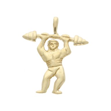 Pre-Owned 9ct Yellow Gold Weightlifting Strong Man Pendant