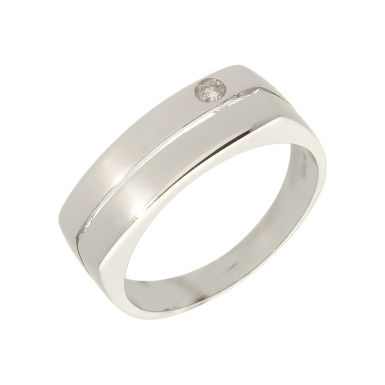 Pre-Owned 9ct White Gold Diamond Set Double Row Signet Ring