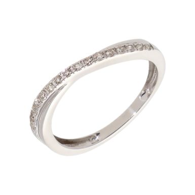 Pre-Owned 9ct White Gold Diamond Set Crossover Wave Dress Ring