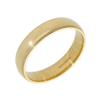 Pre-Owned 9ct Yellow Gold 5mm Beaded Edge Wedding Band Ring