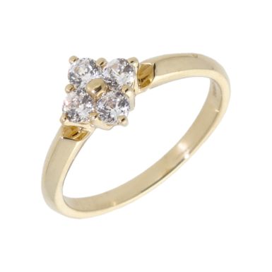 Pre-Owned 9ct Yellow Gold Cubic Zirconia 4 Stone Dress Ring
