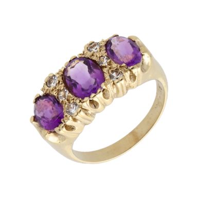 Pre-Owned 9ct Gold Vintage Style Amethyst & Spinel Dress Ring