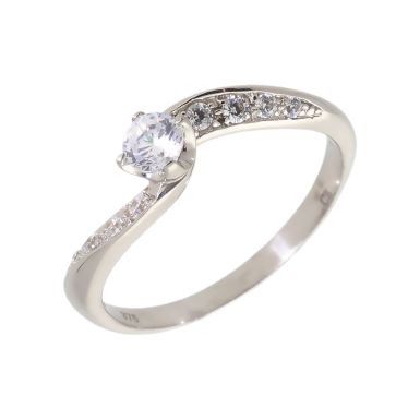 Pre-Owned 9ct White Gold Cubic Zirconia Solitaire Twist Ring