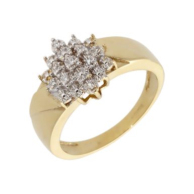Pre-Owned 9ct Yellow Gold Cubic Zirconia Cluster Ring