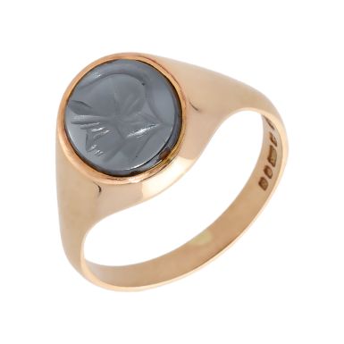 Pre-Owned 9ct Yellow Gold Haematite Signet Ring