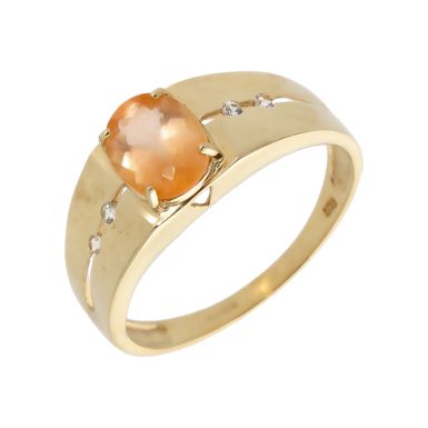Pre-Owned 9ct Yellow Gold Orange Quartz Solitaire Dress Ring