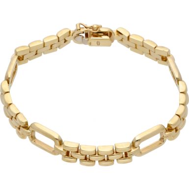 Pre-Owned 9ct Yellow Gold 7.2 Inch Hollow Fancy Link Bracelet