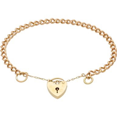 Pre-Owned 9ct Yellow Gold Curb Link Charm Style Starter Bracelet