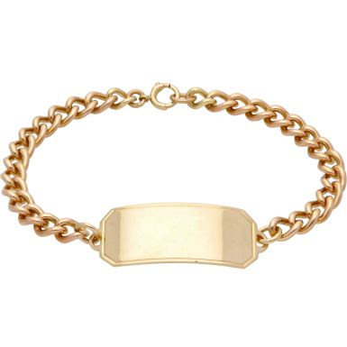 Pre-Owned 9ct Yellow Gold 8 Inch Identity Bar Curb Link Bracelet