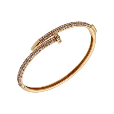 Pre-Owned 9ct Yellow Gold Childs Cubic Zirconia Set Nail Bangle