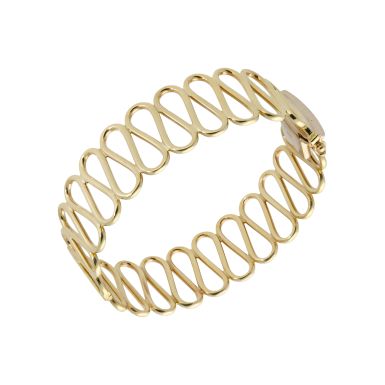 Pre-Owned 9ct Yellow Gold Hinged Wave Bangle