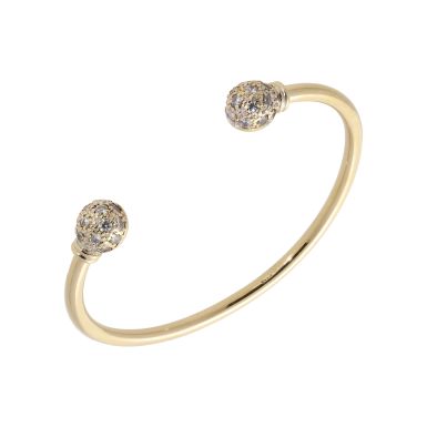 Pre-Owned 9ct Gold Cubic Zirconia Ball Solid Torque Bangle