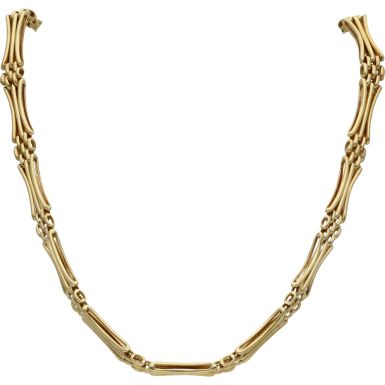 Pre-Owned 9ct Yellow Gold 17 Inch Curved Gate Link Necklet