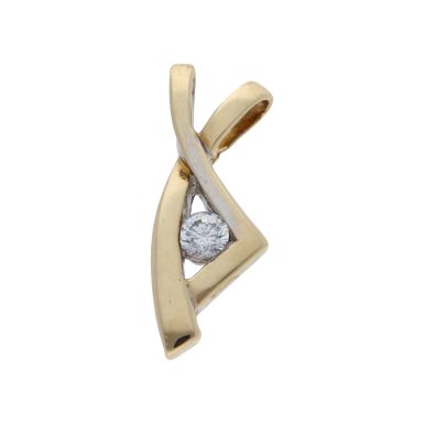 Pre-Owned 9ct Gold Cubic Zirconia Solitaire Centre Pendant