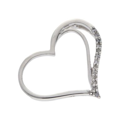Pre-Owned 9ct White Gold Diamond Set Heart Pendant