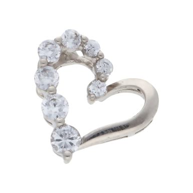 Pre-Owned 9ct White Gold Cubic Zirconia Set Heart Pendant