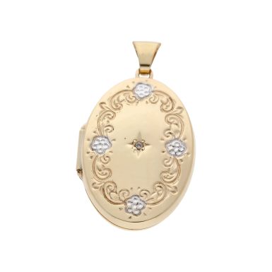 Pre-Owned 9ct Yellow & White Gold Diamond Set Locket Pendant