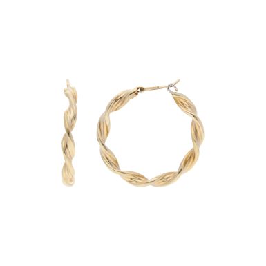Pre-Owned 9ct Yellow Gold Twist Hoop Creole Earrings
