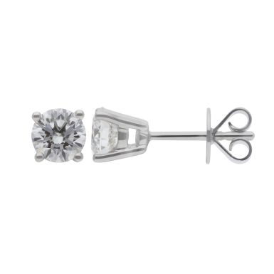New 18ct White Gold GIA Certificatd 0.89ct Diamond Stud Earring