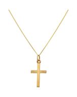 New 9ct Gold Diamond Cut Cross Pendant & Chain Necklace